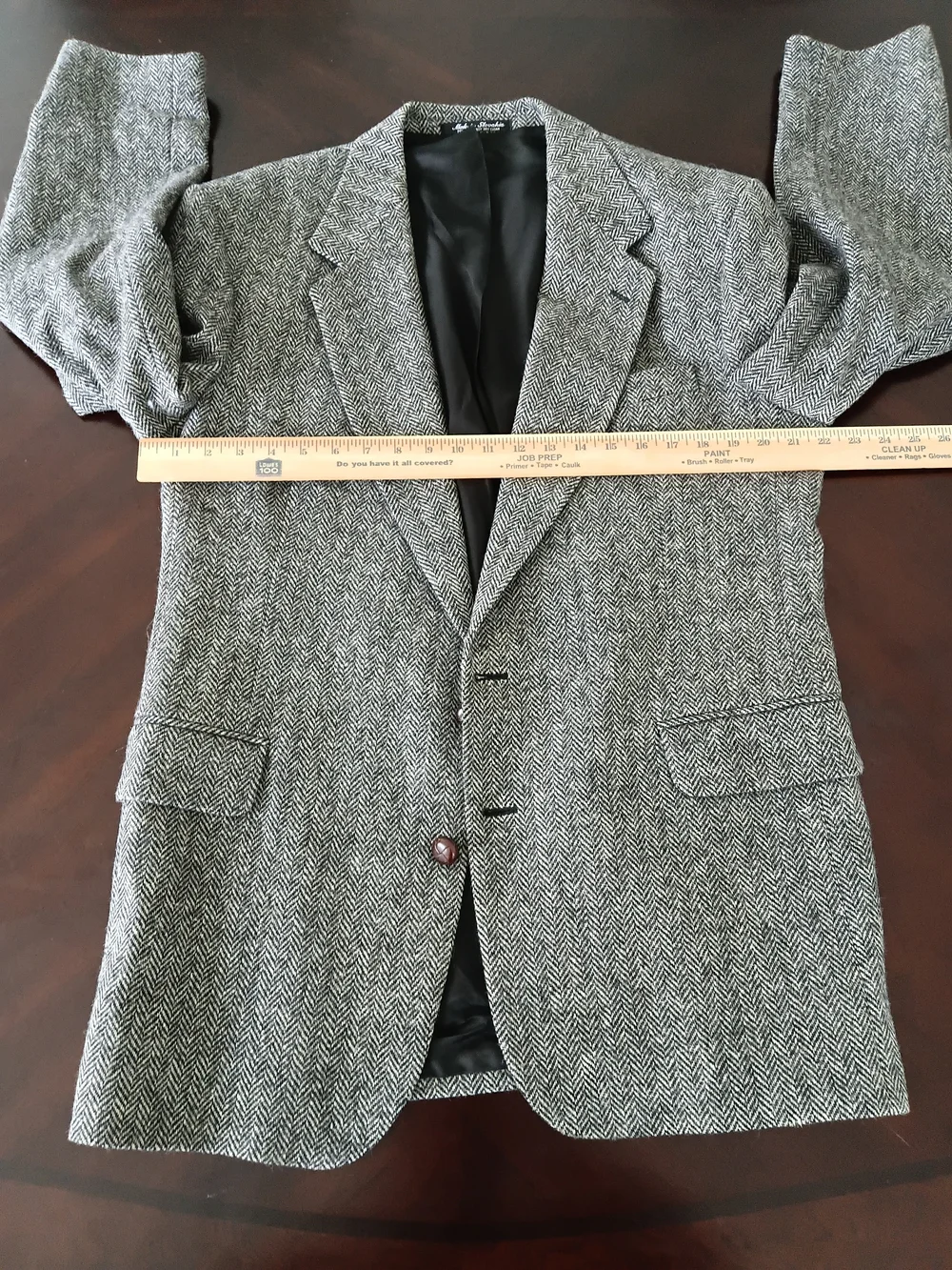 Robert Stock Men's Gray Herringbone Wool Sport Coat Blazer Size 44L